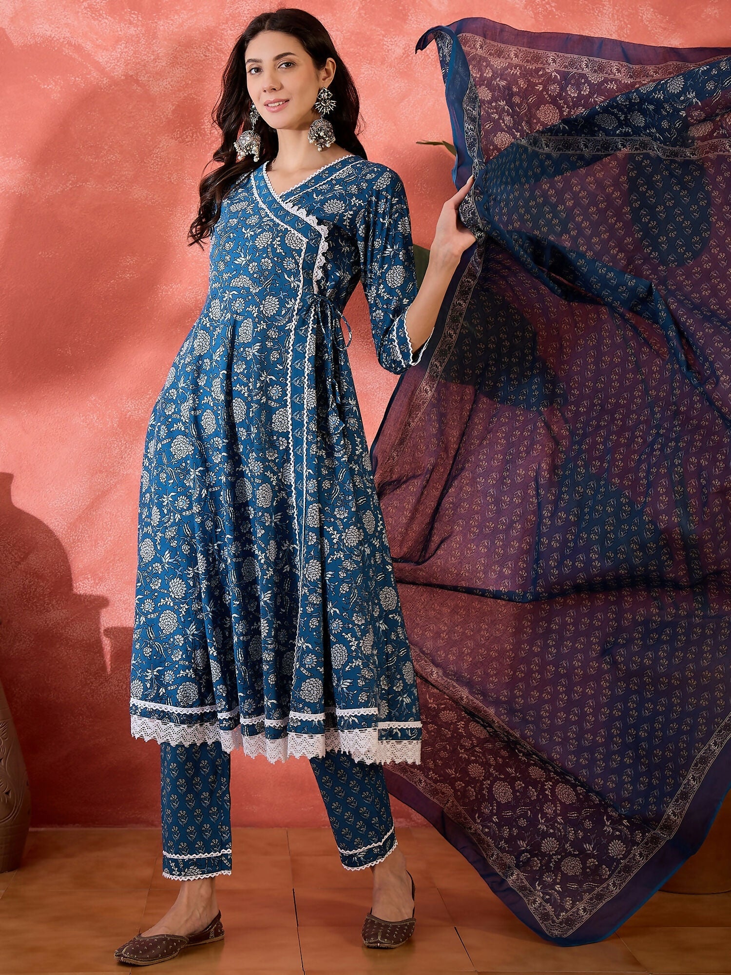 Joban Fashion Printed Blue Pure Cotton Kurta Set