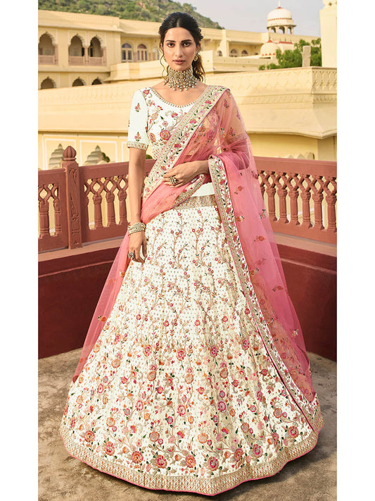 Myra Cream Organza Embroidered Lehenga Choli