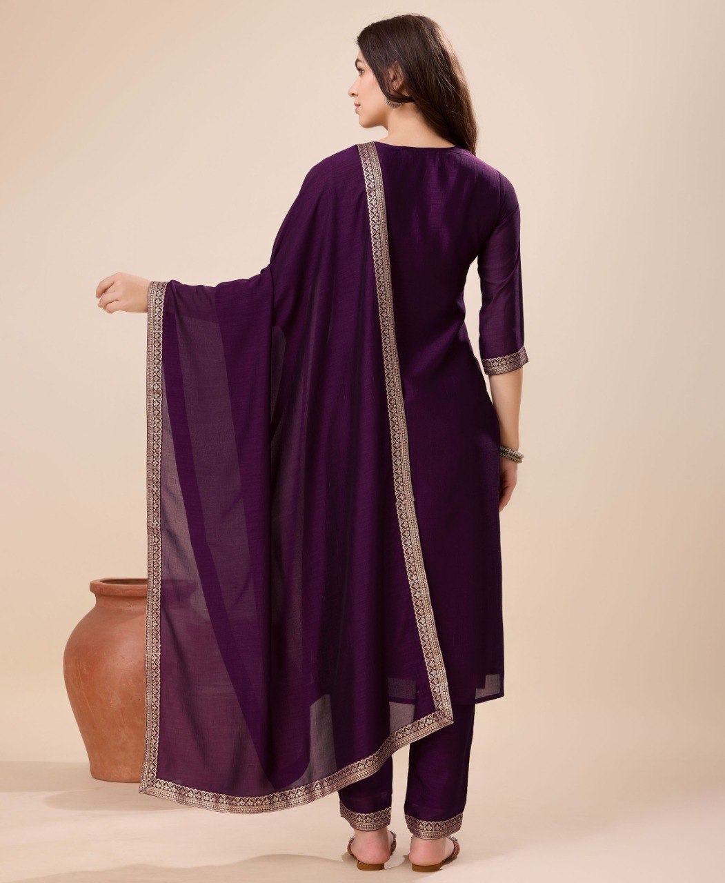 Prazu Fashion Purple Vichitra Silk Jacquard Salwar Suit