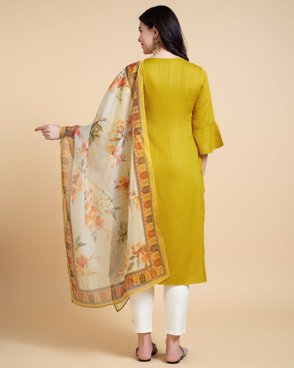 Prazu Fashion Yellow Reyon Embroidered Kurta Set