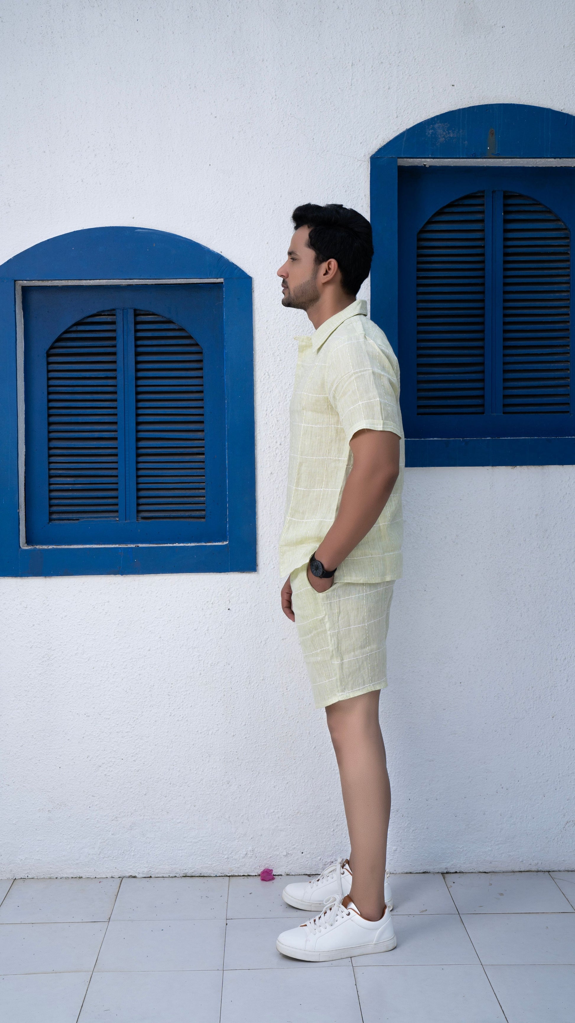 Noroke Sustainable fabric | 100% Linen Linen Embroidered Co-ord Set Men - Green 