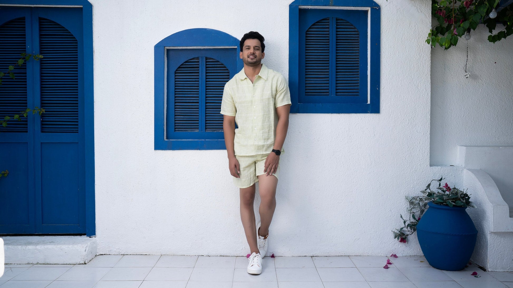 Noroke Sustainable fabric | 100% Linen Linen Embroidered Co-ord Set Men - Green 