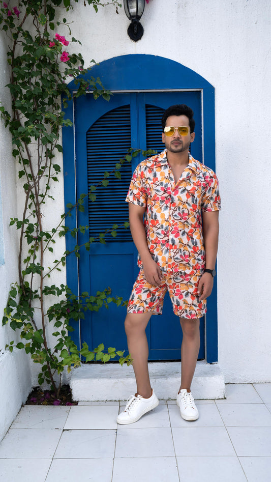 Noroke Sustainable fabric | Linen Linen Floral Print Co-ord Set Men 