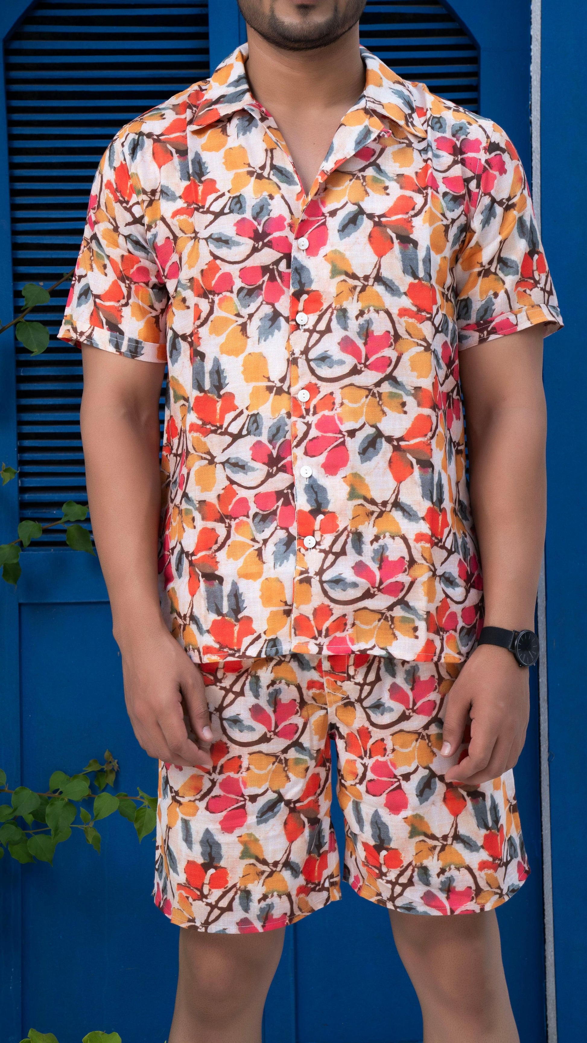 Noroke Sustainable fabric | Linen Linen Floral Print Co-ord Set Men 
