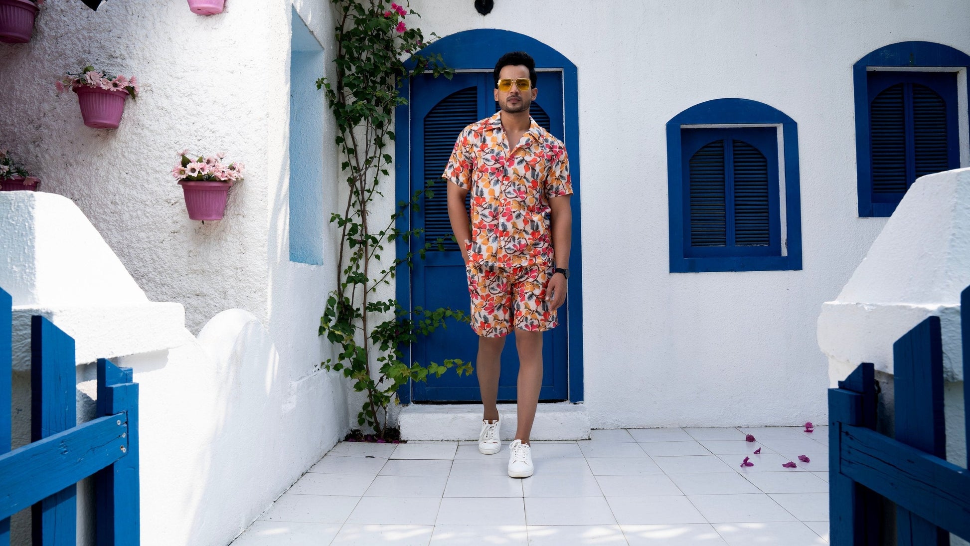 Noroke Sustainable fabric | Linen Linen Floral Print Co-ord Set Men 