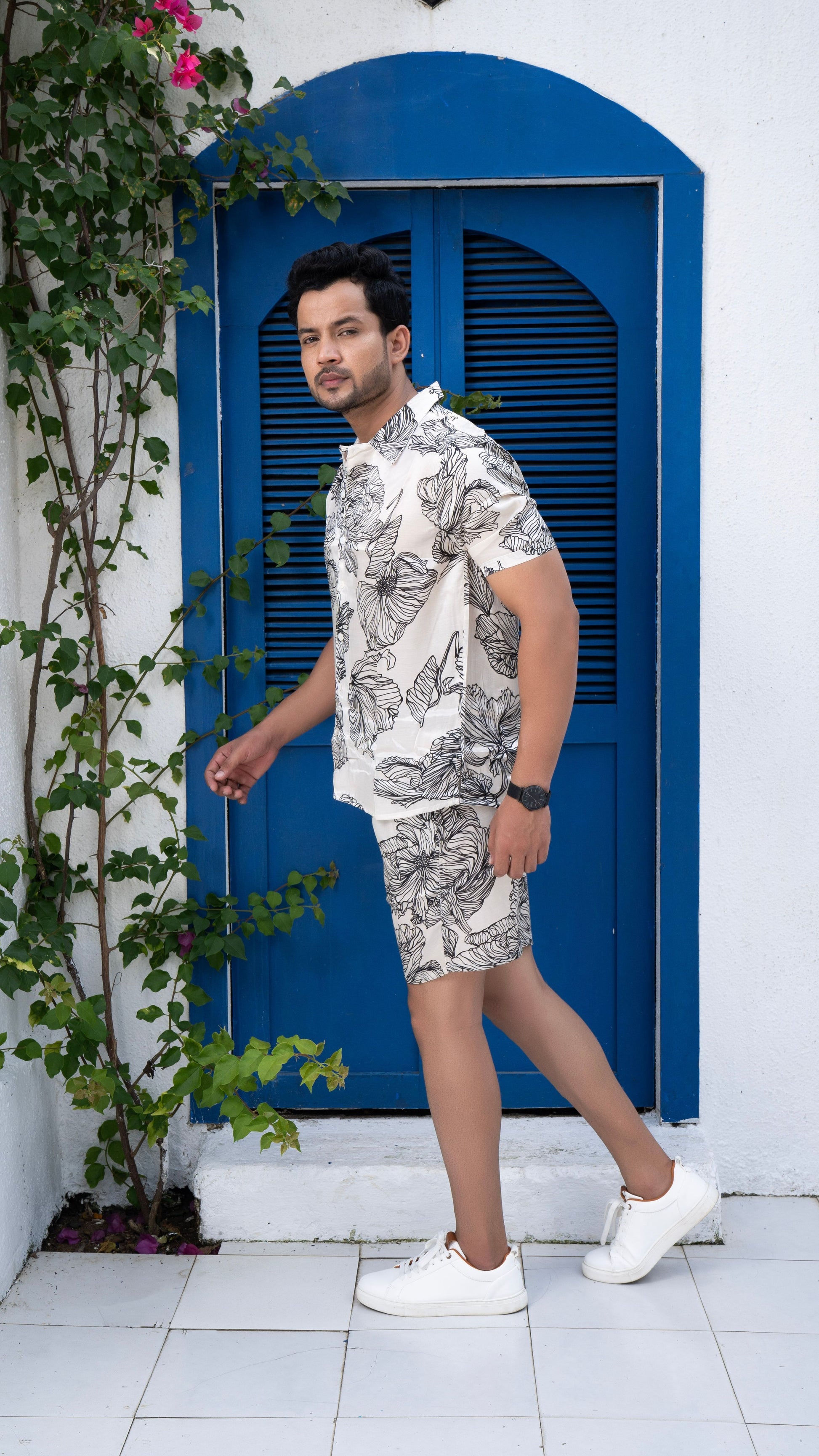 Noroke Modal Satin Modal Printed Co-ord Set Men 