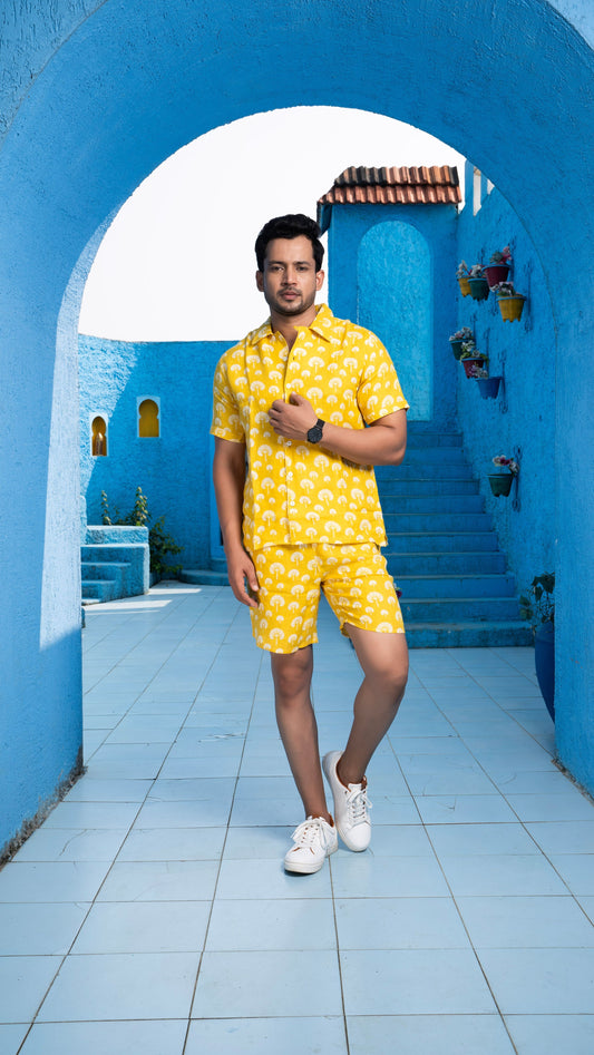 Noroke Sustainable fabric | 100% Linen Linen Mustard Co-ord Set Men - Mustard 