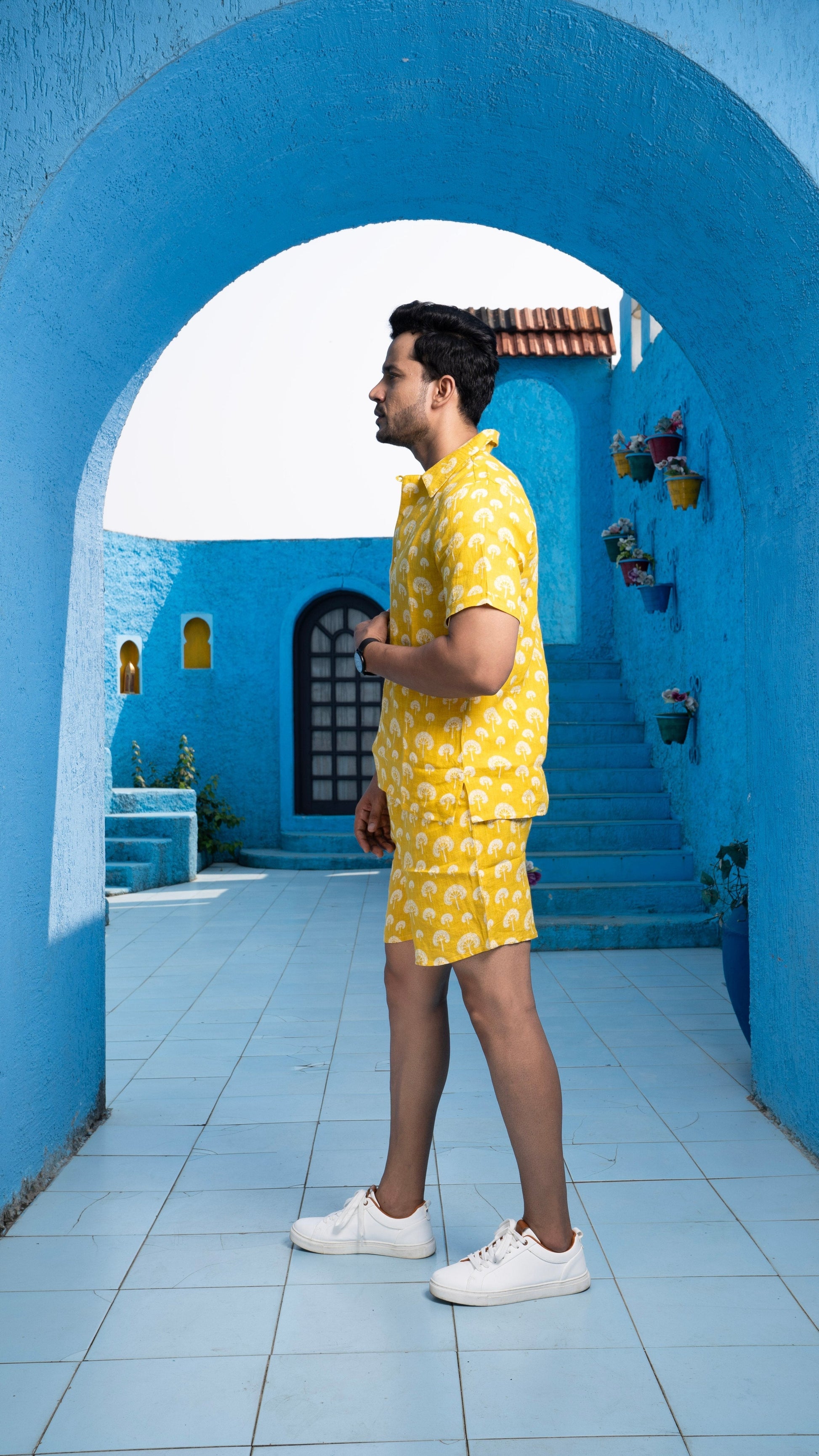 Noroke Sustainable fabric | 100% Linen Linen Mustard Co-ord Set Men - Mustard 