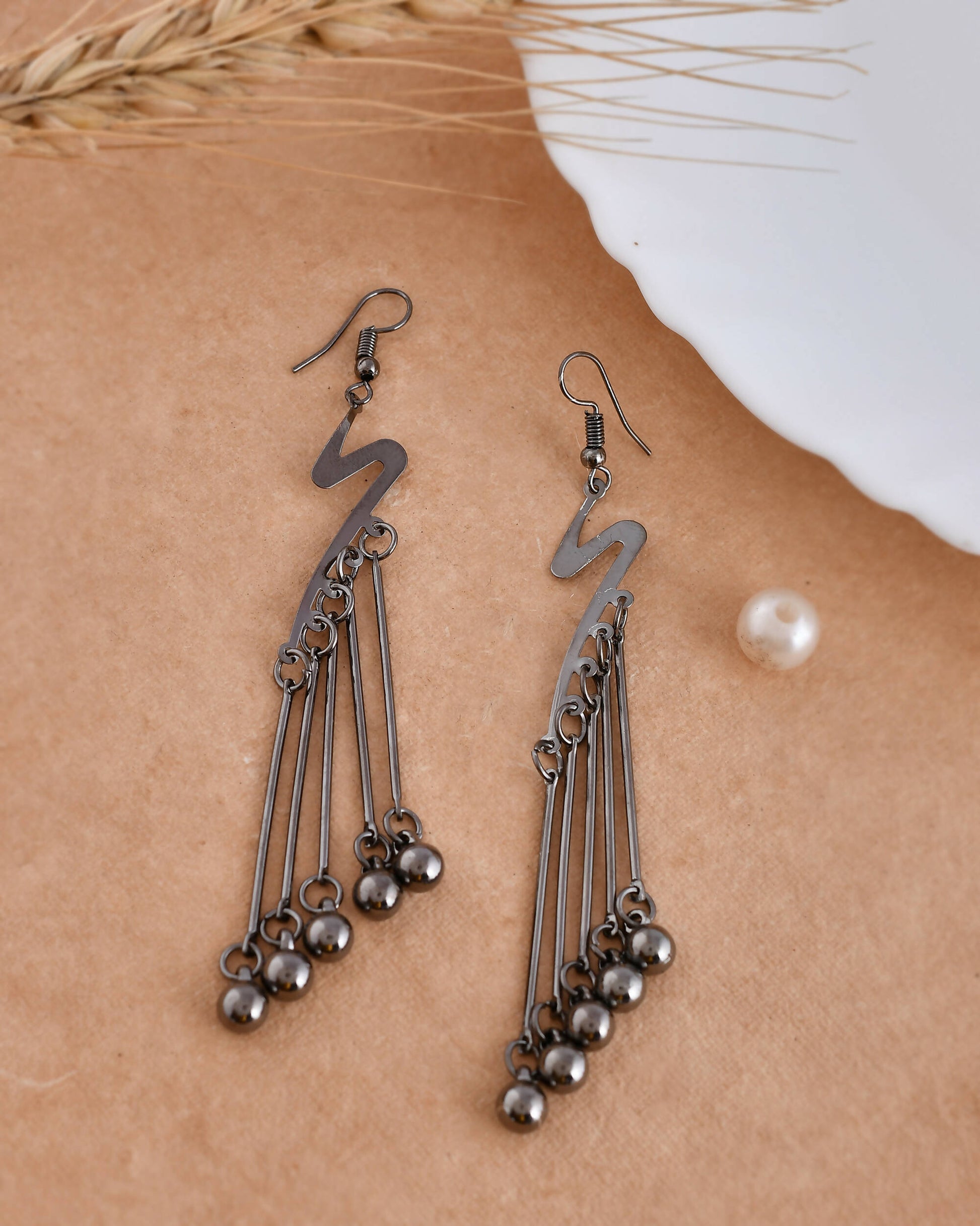 VOJ Women Rhodium-Plated Drop Chain Earrings Stainless Steel Drops & Danglers - Grab2buy