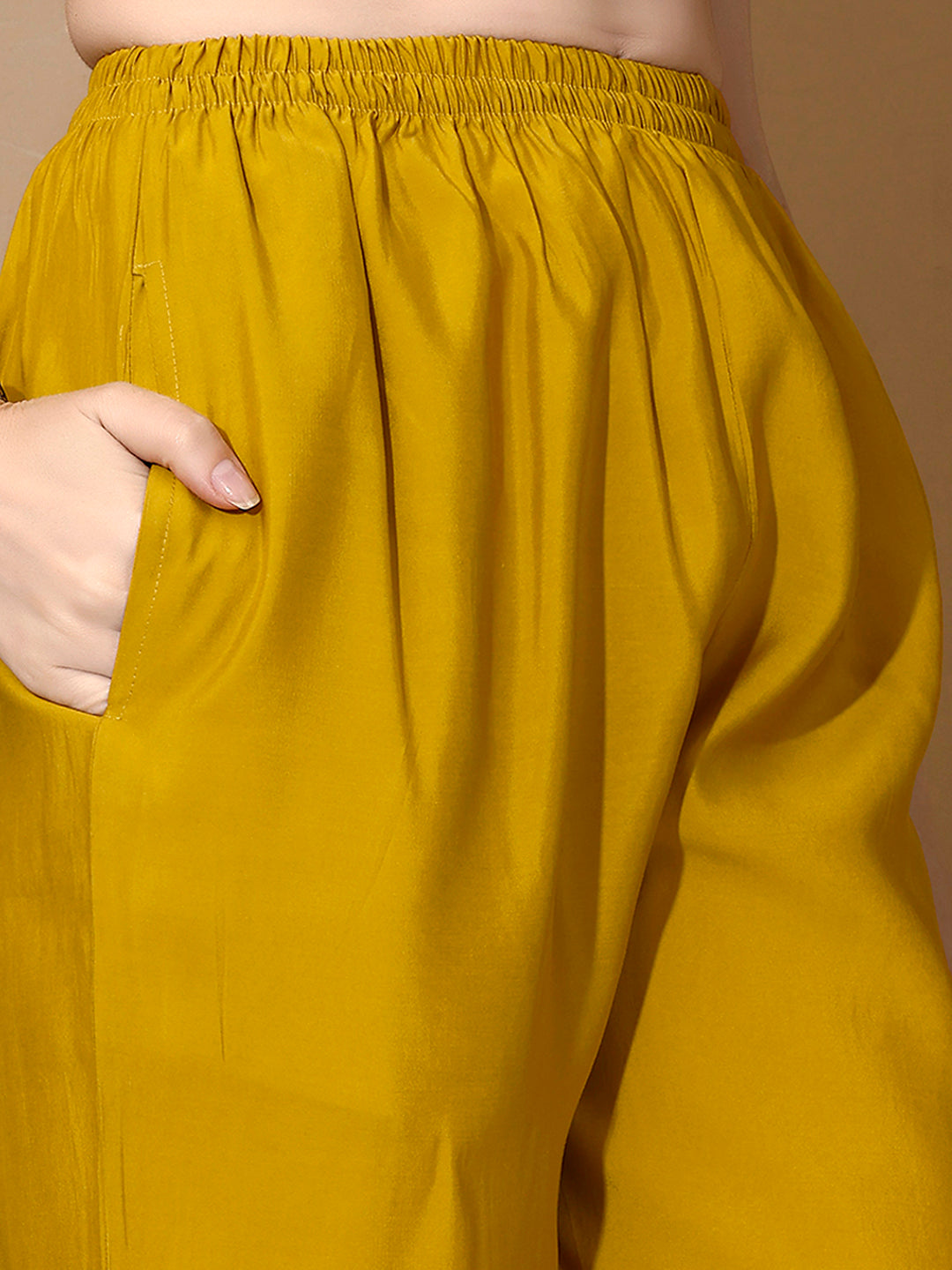 Hand Embroidered Kurta With Pant & Dupatta Premium Luxury, Mustard - Hiral Fashion