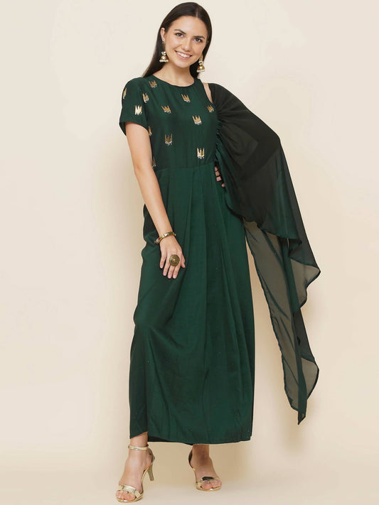 Women Republic Green Hand Embellished Gown - Grab2buy