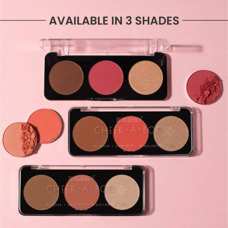 Swiss Beauty Cheek-A-Boo 3 In 1 Blusher Contour & Highlighter - 2 