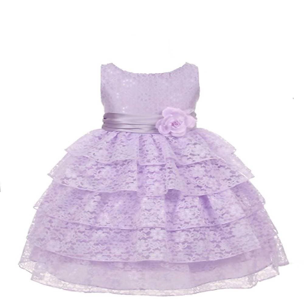 Asmaani Baby Girl's Lavender Colour Satin A-Line Maxi Full Length Dress (AS-DRESS_22107) - Grab2buy