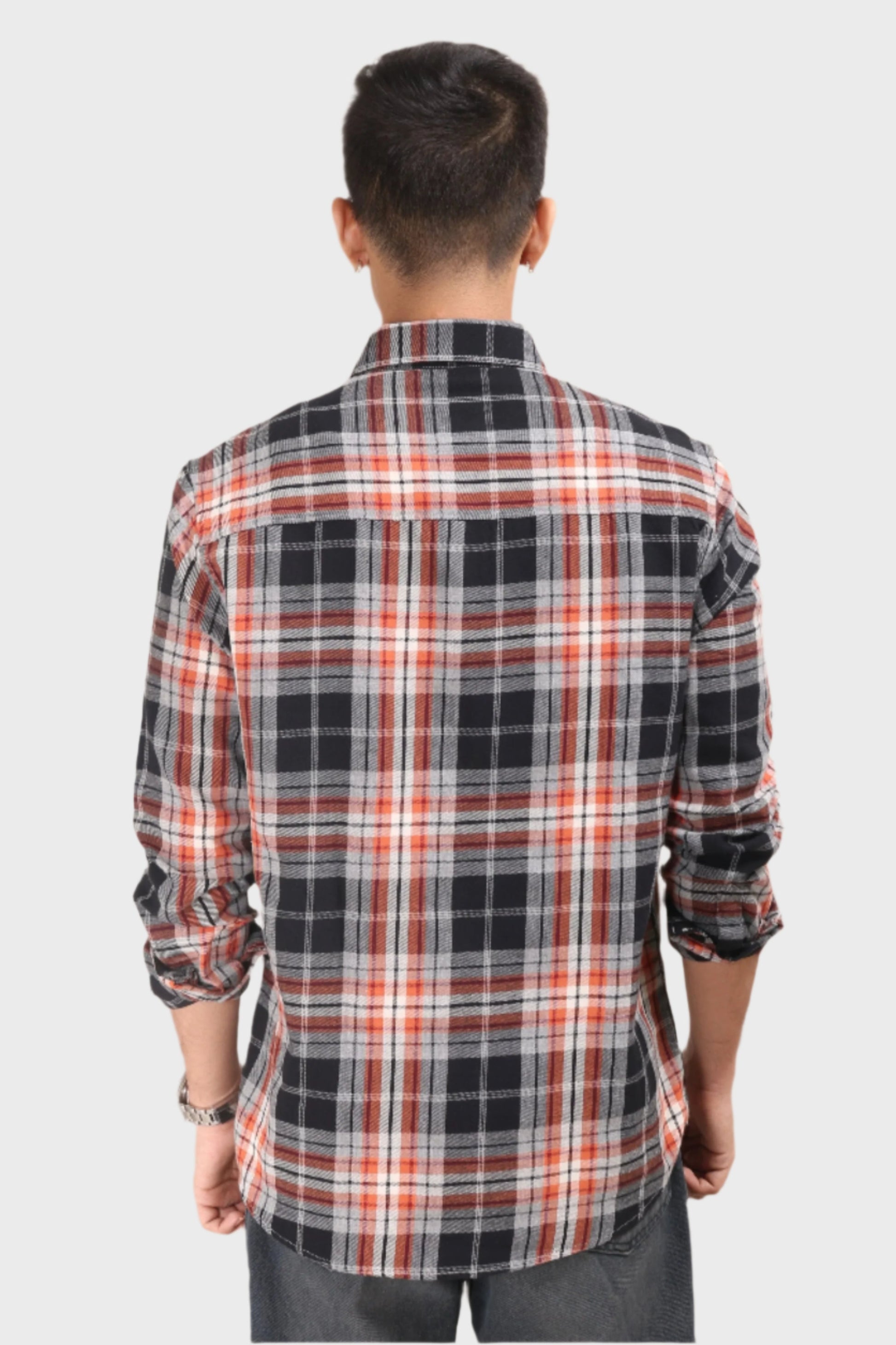 Xkind Orange Flannel Checks Regular Fit Shirt  Grab2Buy Xkind Grab2Buy
