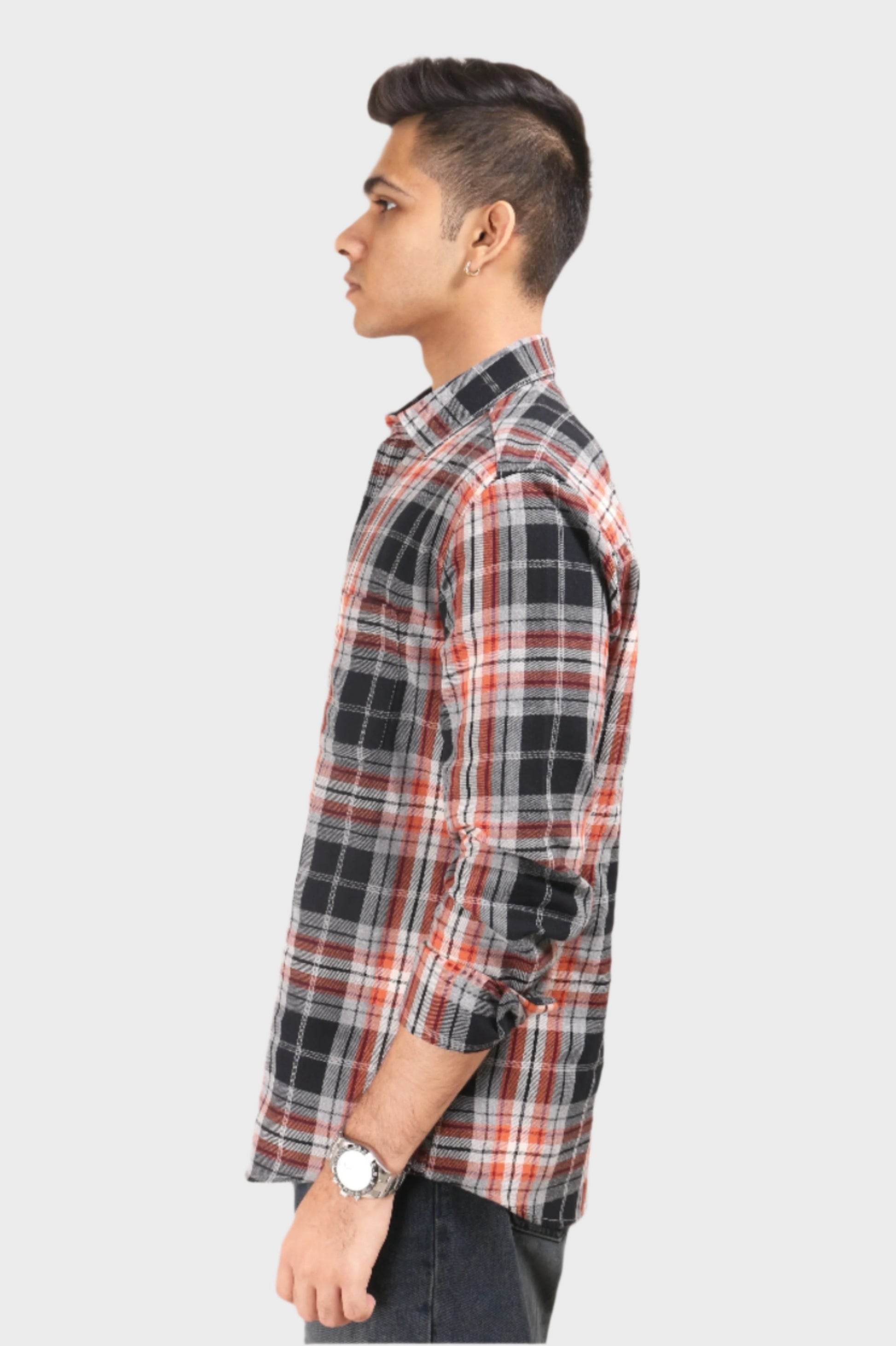 Xkind Orange Flannel Checks Regular Fit Shirt  Grab2Buy Xkind Grab2Buy