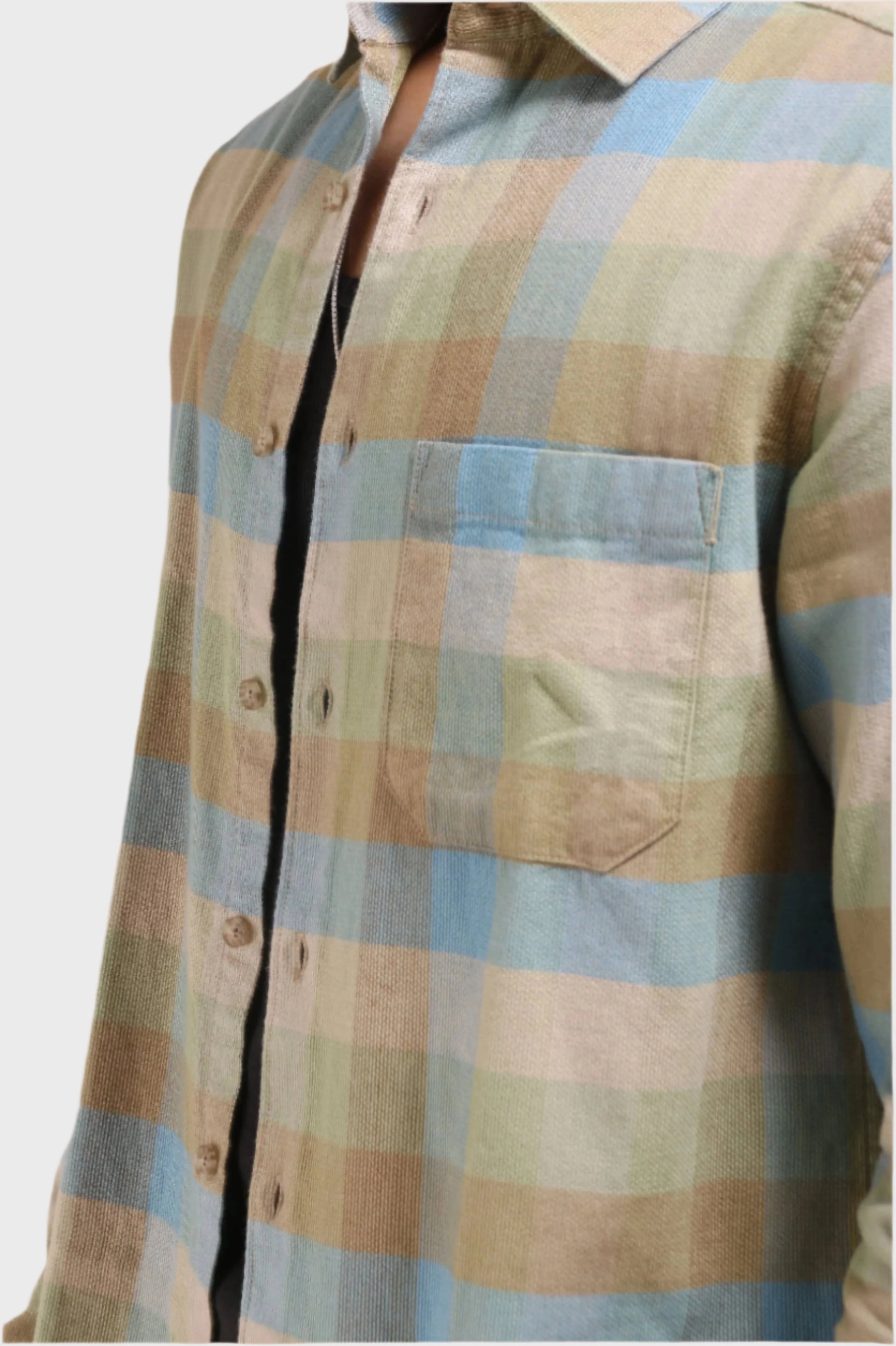 Xkind Light Green Corduroy Checks Regular Fit Shirt  Grab2Buy Xkind Grab2Buy