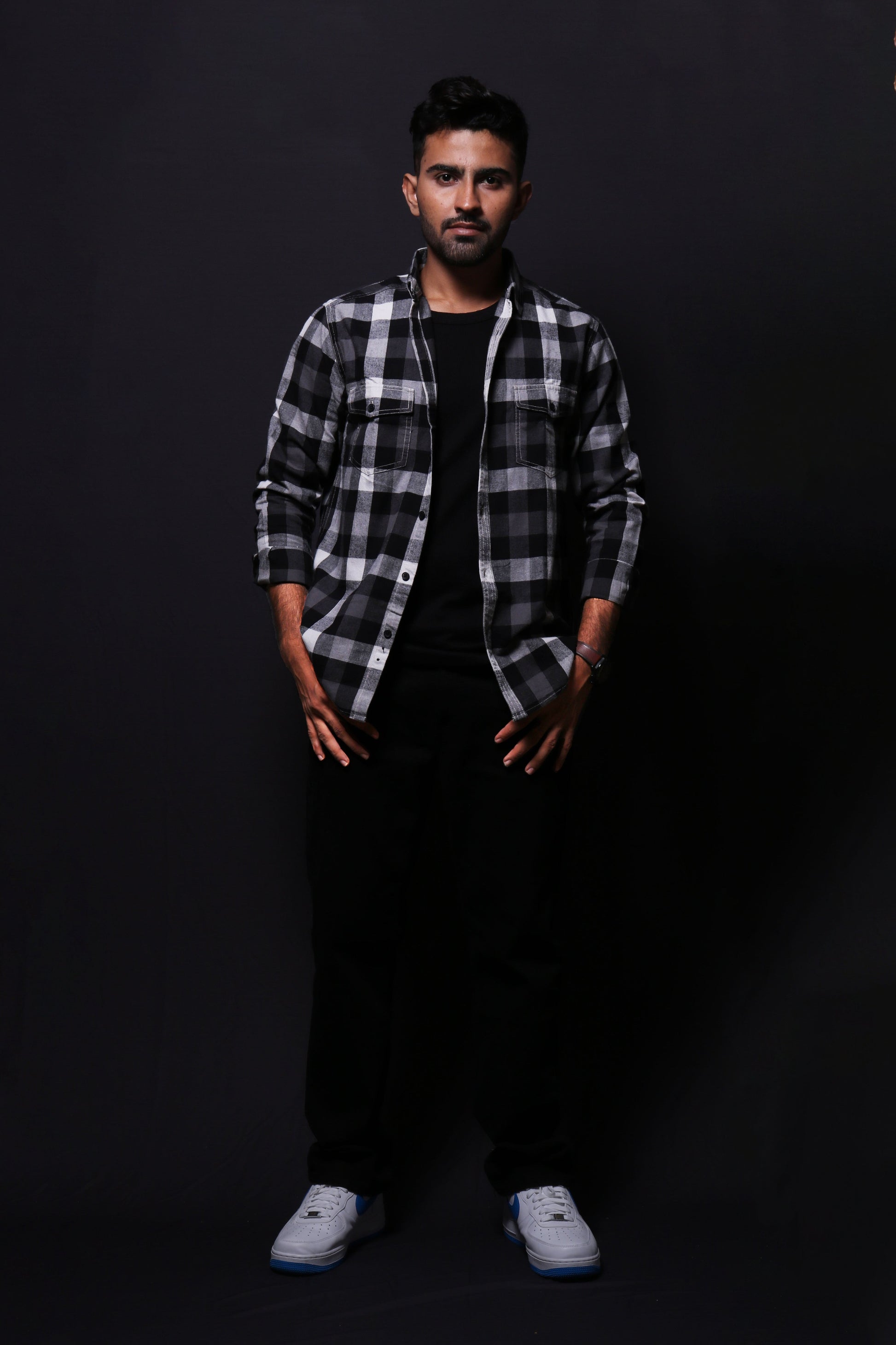 Jonesburg Black Flannel Checks Regular Fit Shirt
