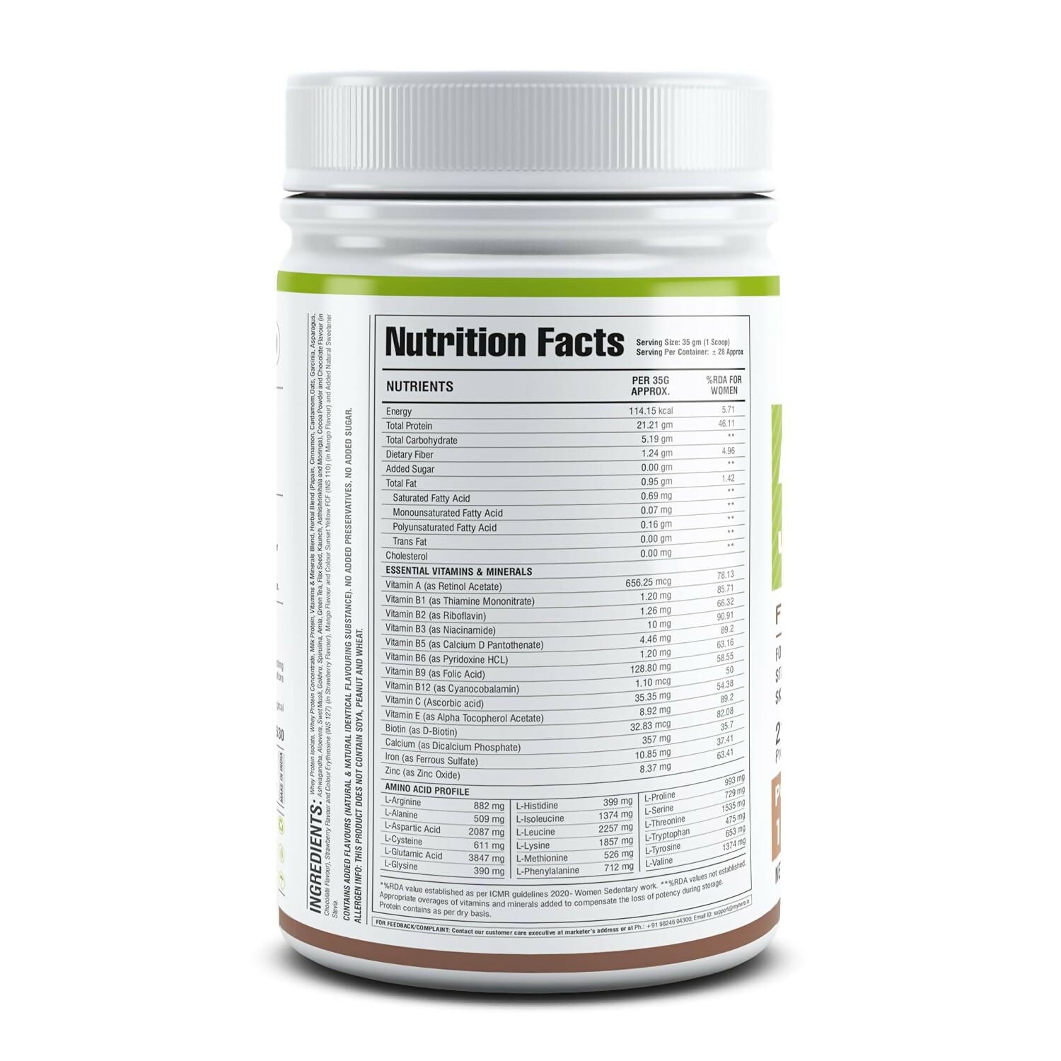 Myherb Plant Protein Powder, Pea And Brown Rice Protein Powder - Chocolate Flavour 