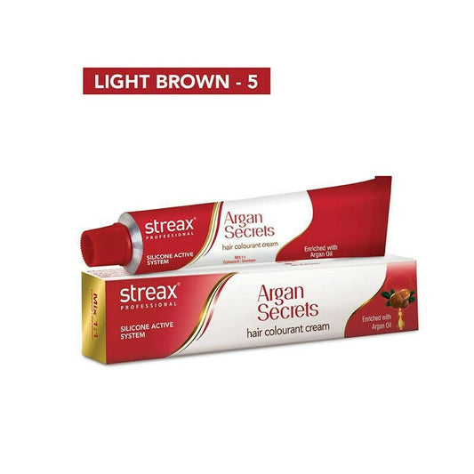 Streax Professional Argan Secrets Hair Colourant Cream - Light Brown 5 - Grab2buy