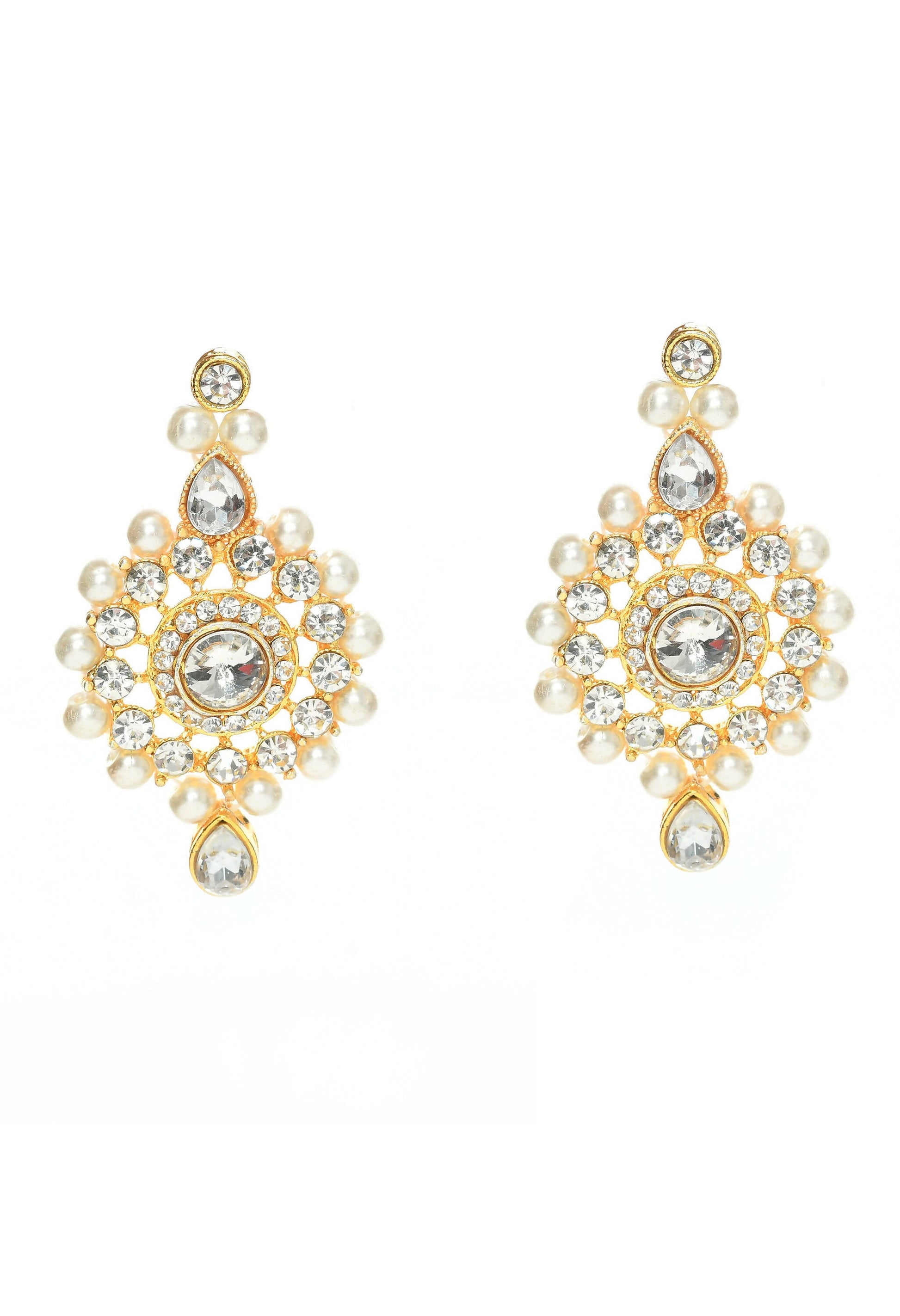 Mominos Fashion Johar Kamal Gold-Plated Rani Haar with Off white Pearls Jewellery Set - Grab2buy