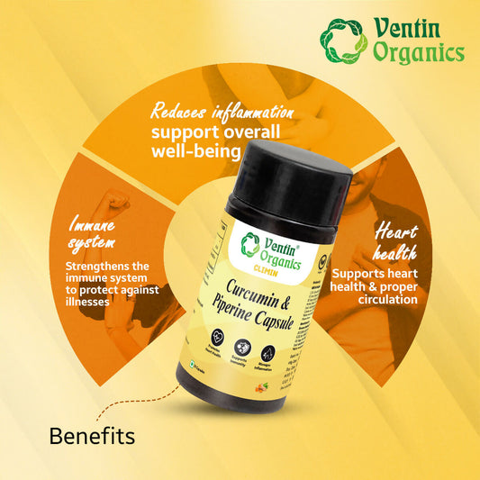 Ventin Organics Climin Curcumin with Piperine Capsules 