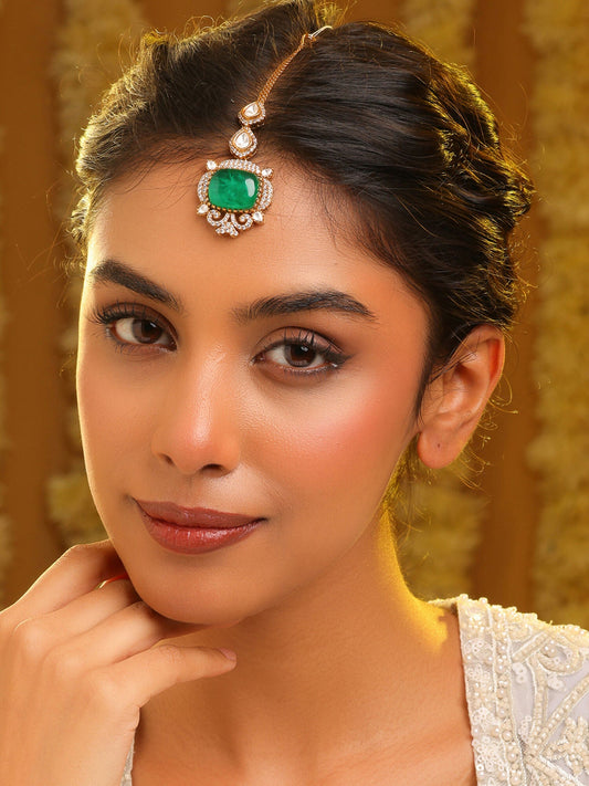 Ruby Raang Green Kundan Tikka