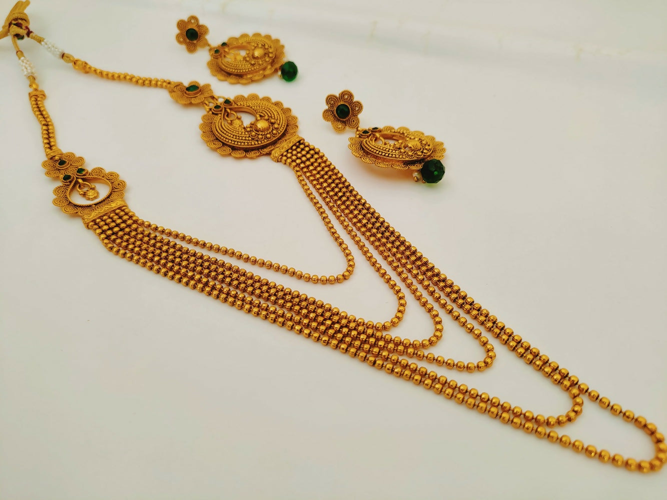 Green Kemp Layer mugappu Necklace Set - Grab2buy