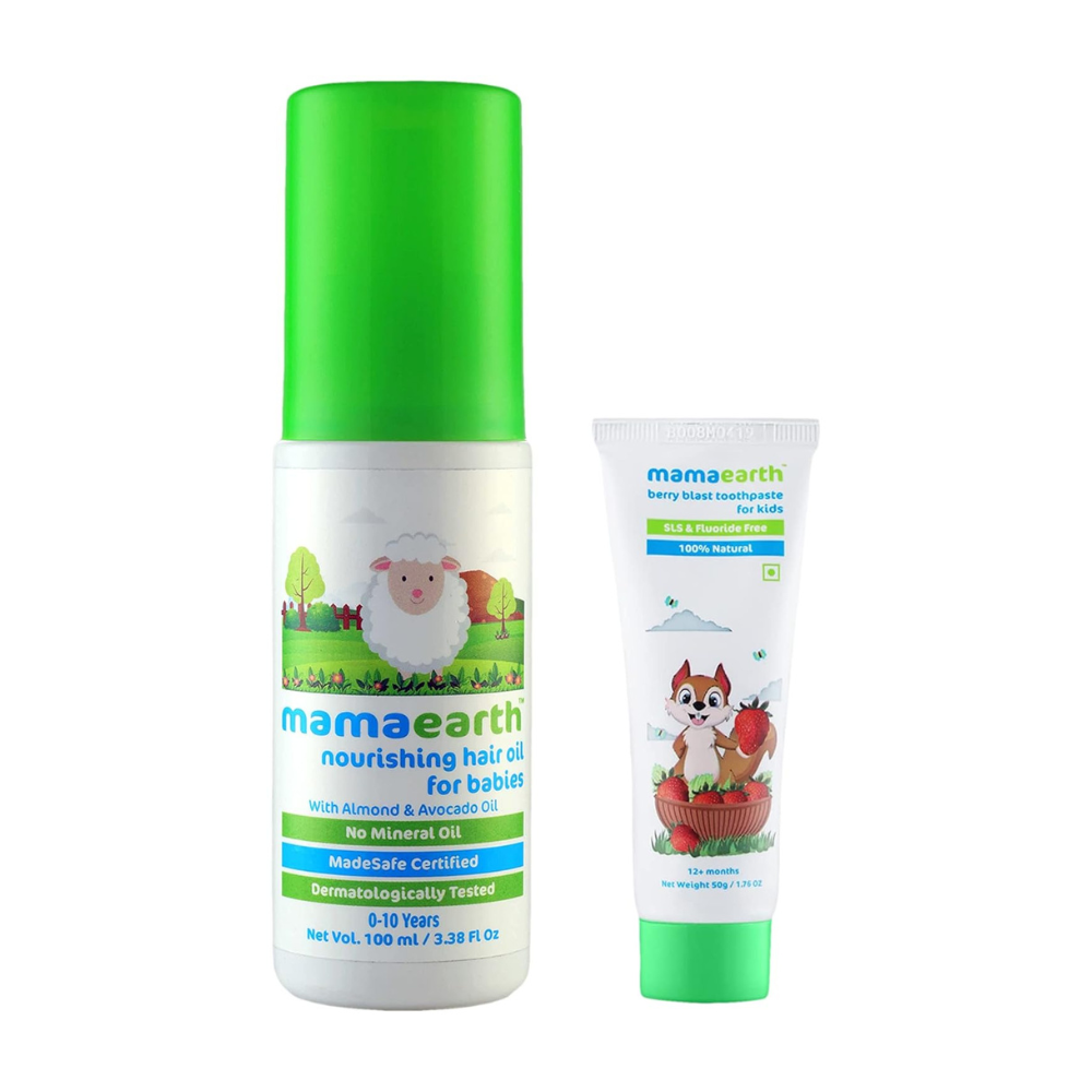 Mamaearth Toothpaste + Hair Oil For Kids Combo Pack 