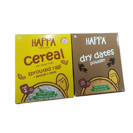 Happa Organic Baby Food Sprouted Ragi, Almonds + Dates Porridge Mix Combo - Grab2buy