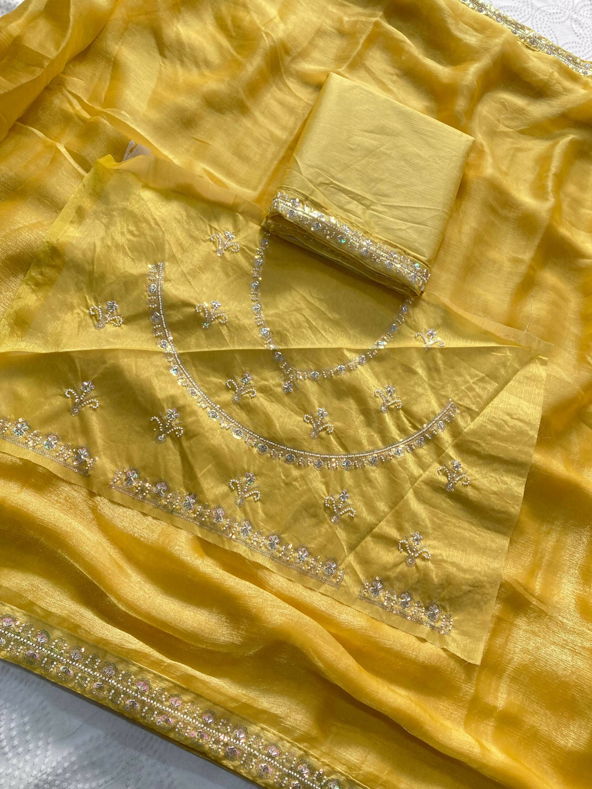 Teeya Creation Trendy Stylish Party Wear Fendy Chiffon Saree-Yellow