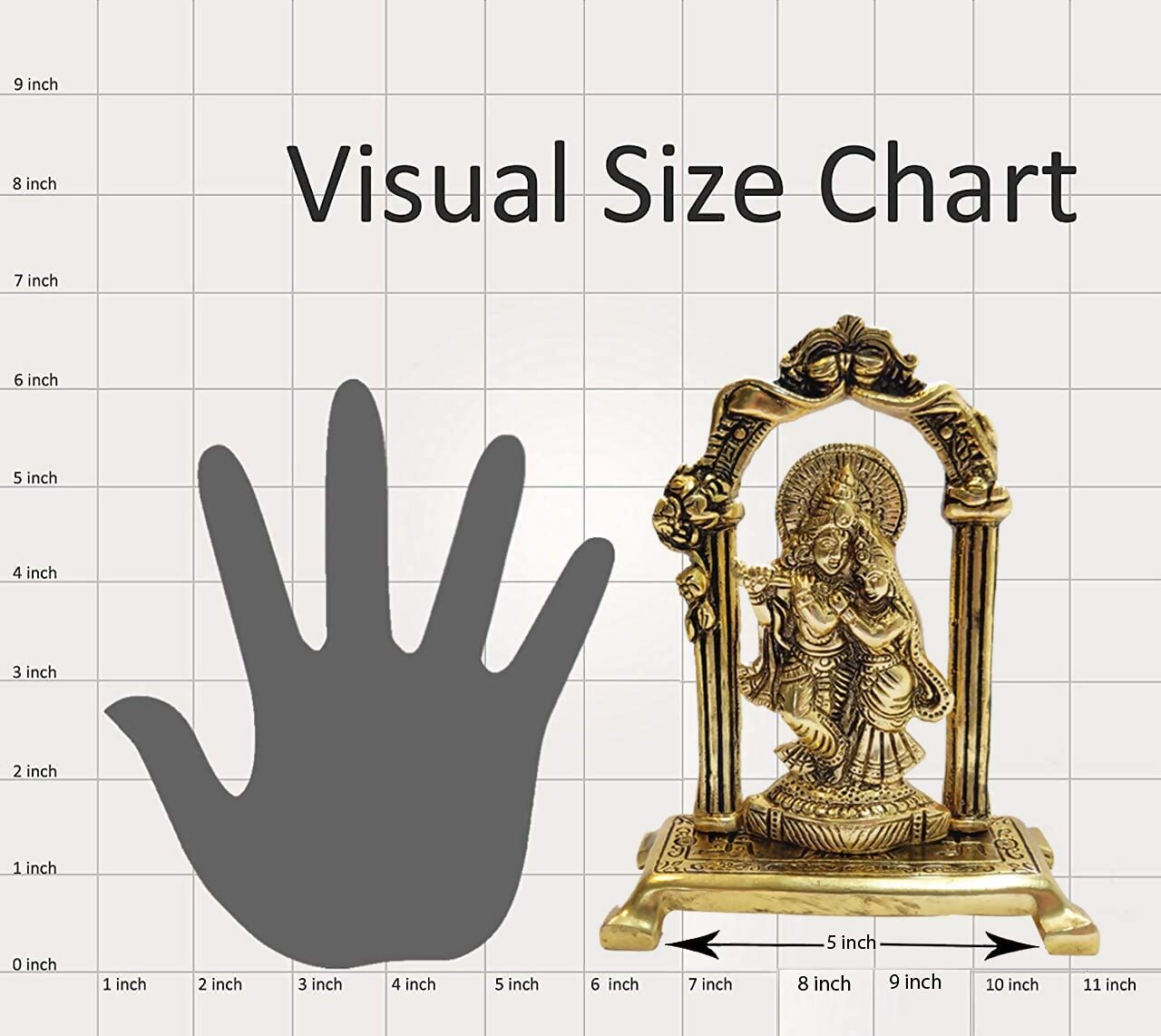 Collectible India Metal Gold-Polished Radha Krishna Idol 