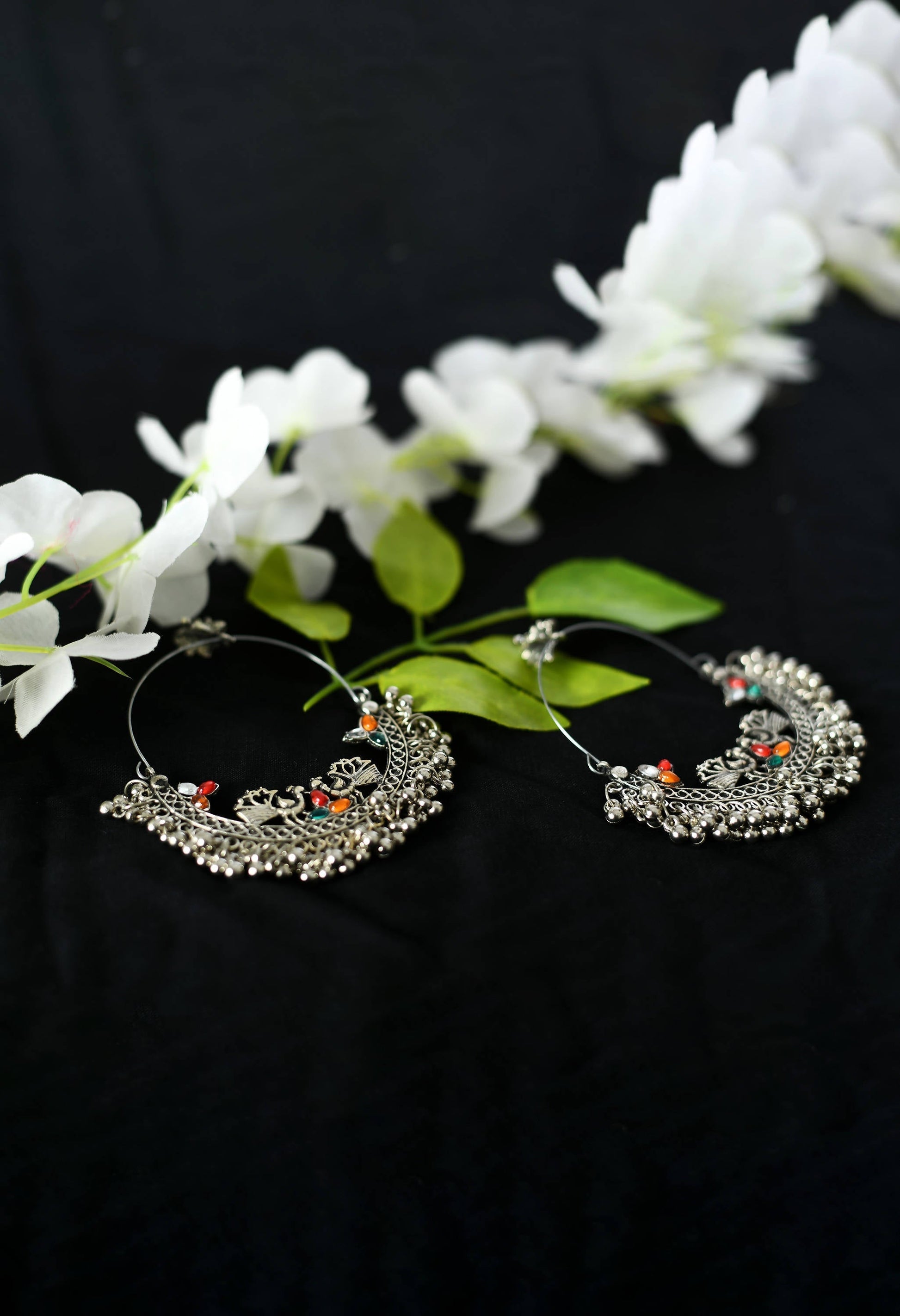 Mominos Fashion Johar Kamal Beautiful Peacock Design Chandbali Earrings 