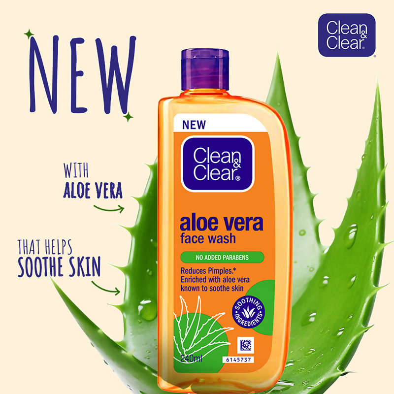 Clean & Clear Aloe Vera Face Wash - Gentle Hydrating Cleanser for Oily Skin 