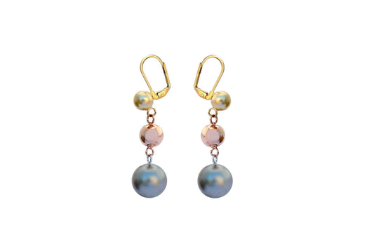 Joban Fashion Women Brass Golden White Ad Earrings 