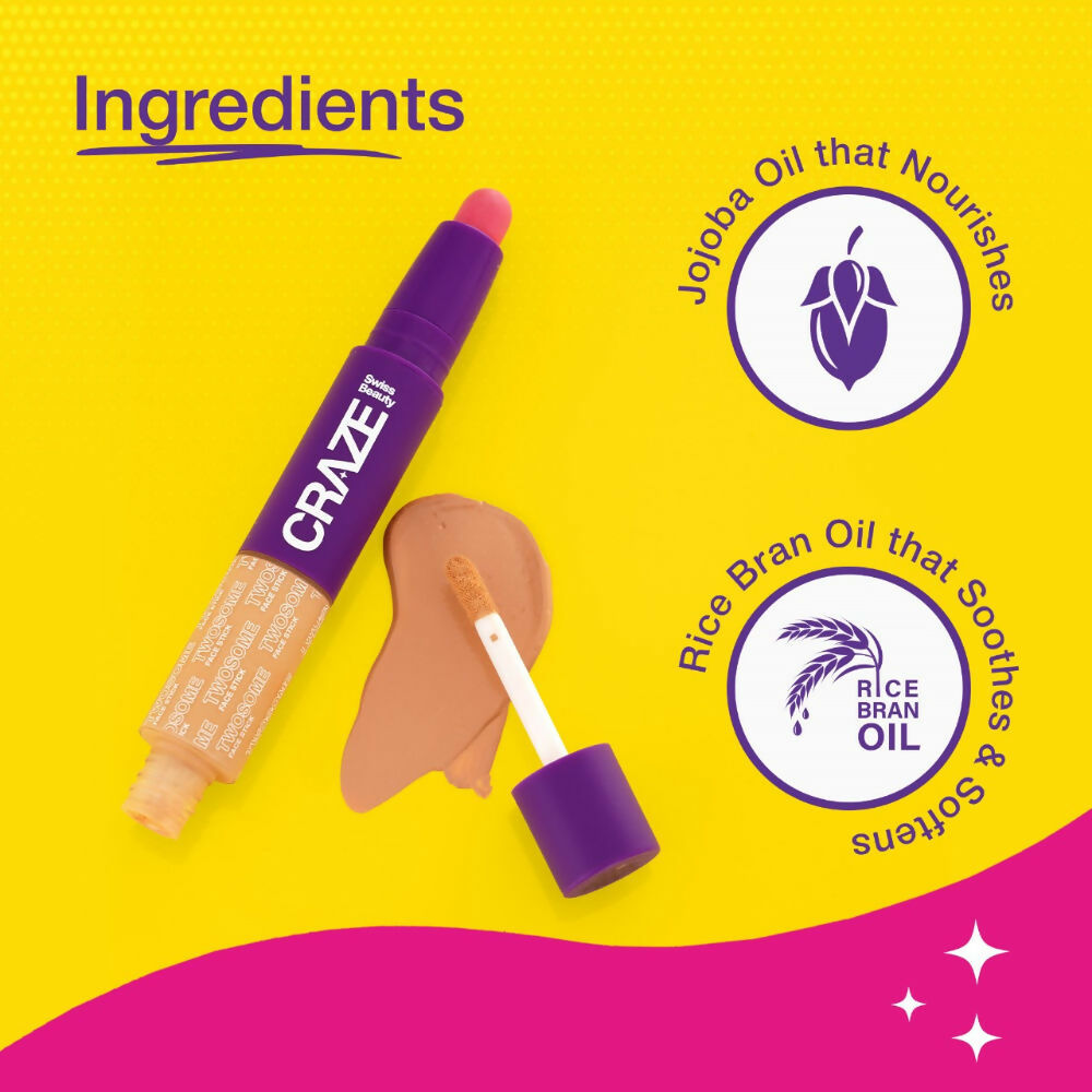 Swiss Beauty Craze Twosome Face Stick 2-In-1 Beauty Wand Concealer and Blush - 1 Fair - Rose 