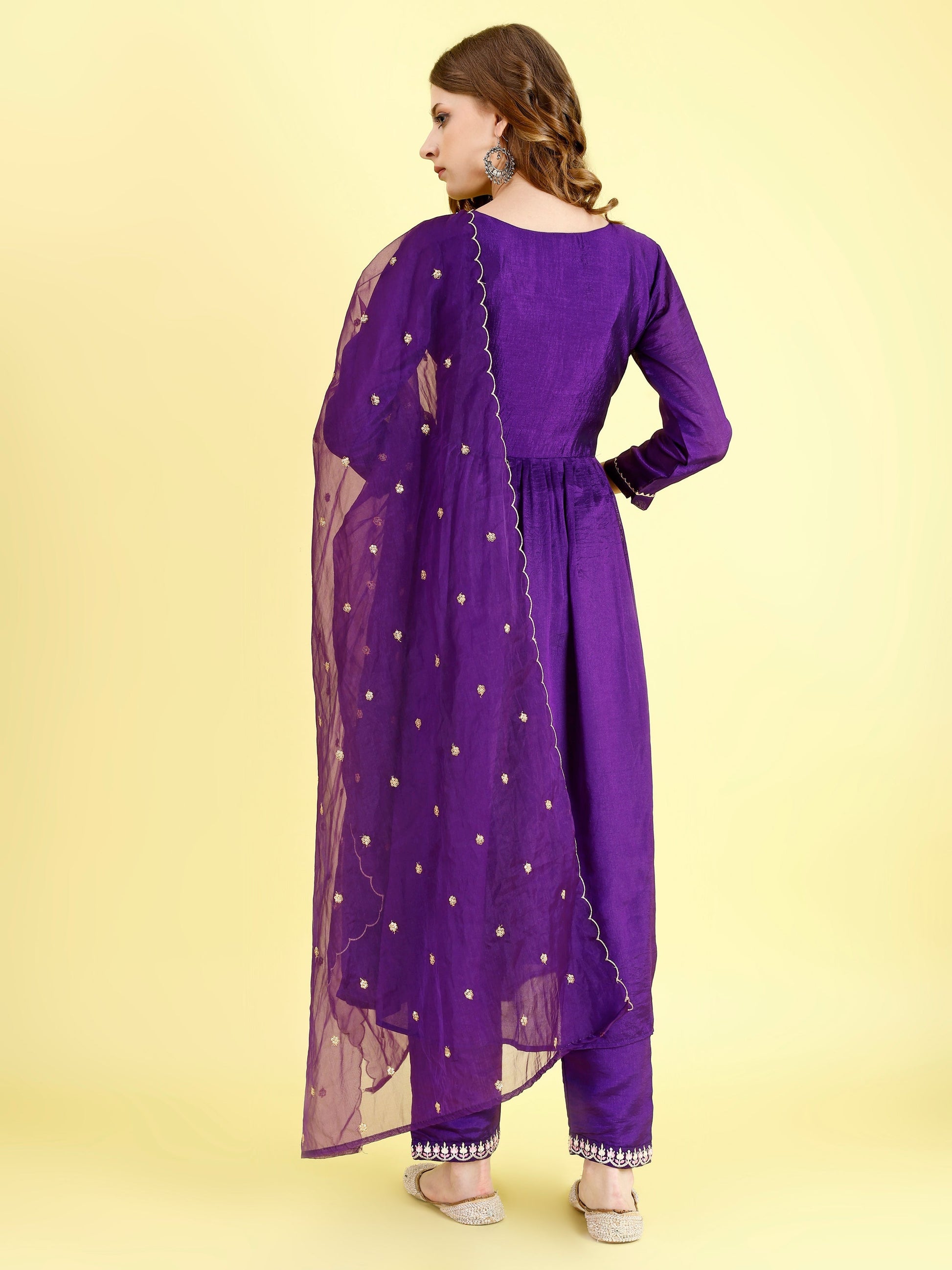 Yash Enterprise Violet Vichitra Silk Embroidery Party Wear Suit Set  Grab2Buy Yash Enterprise Grab2Buy