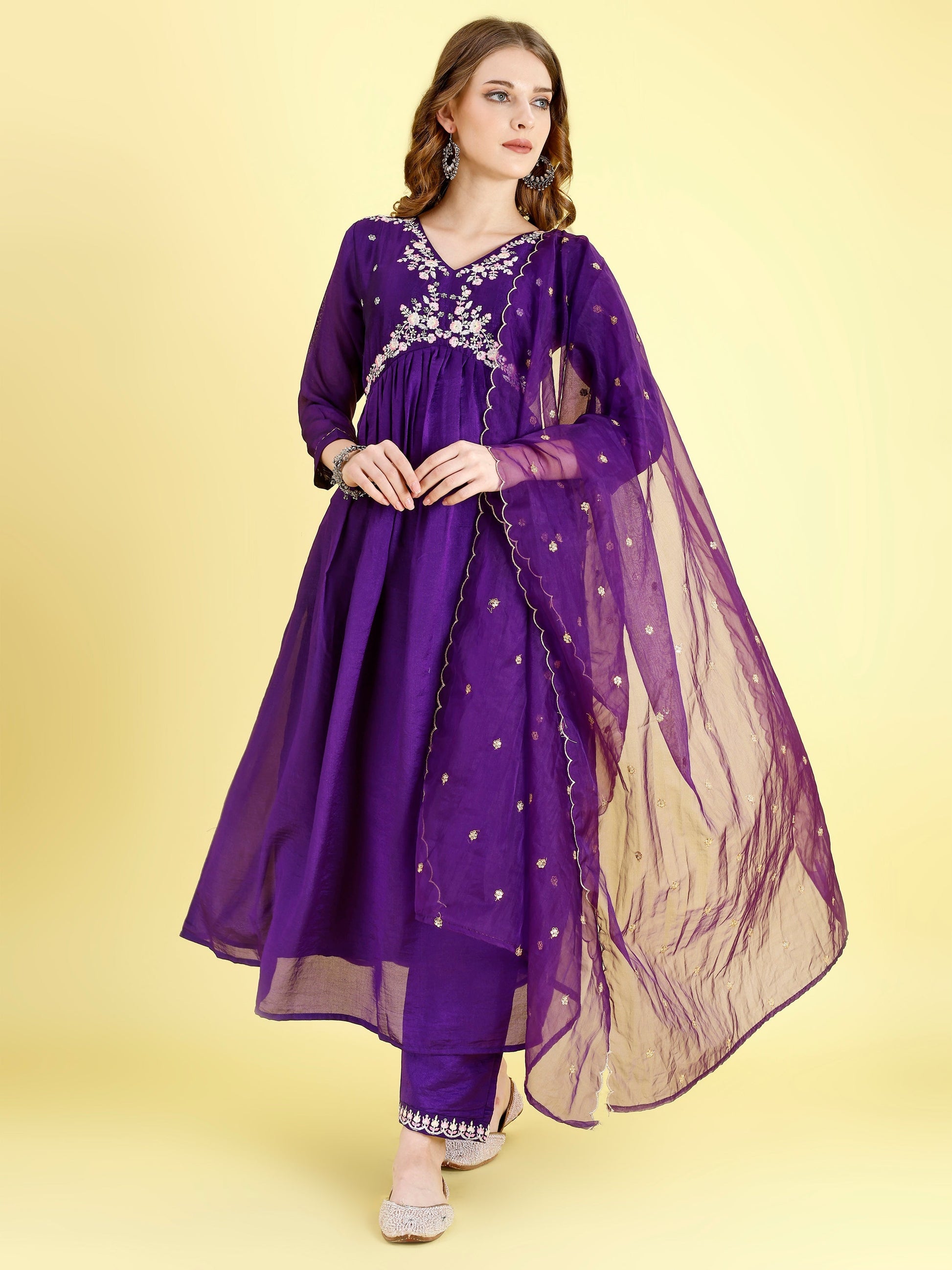 Yash Enterprise Violet Vichitra Silk Embroidery Party Wear Suit Set  Grab2Buy Yash Enterprise Grab2Buy