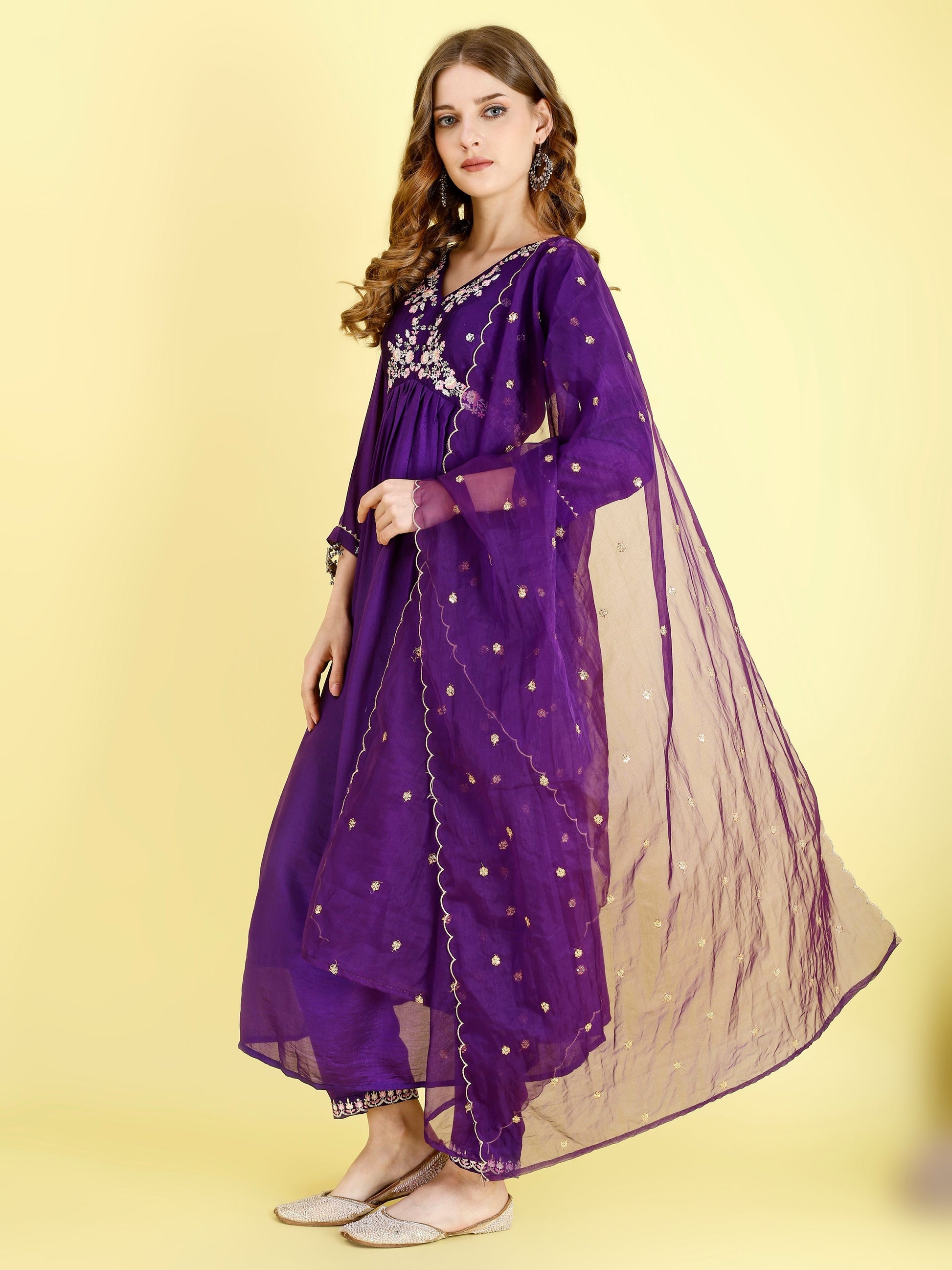Yash Enterprise Violet Vichitra Silk Embroidery Party Wear Suit Set  Grab2Buy Yash Enterprise Grab2Buy