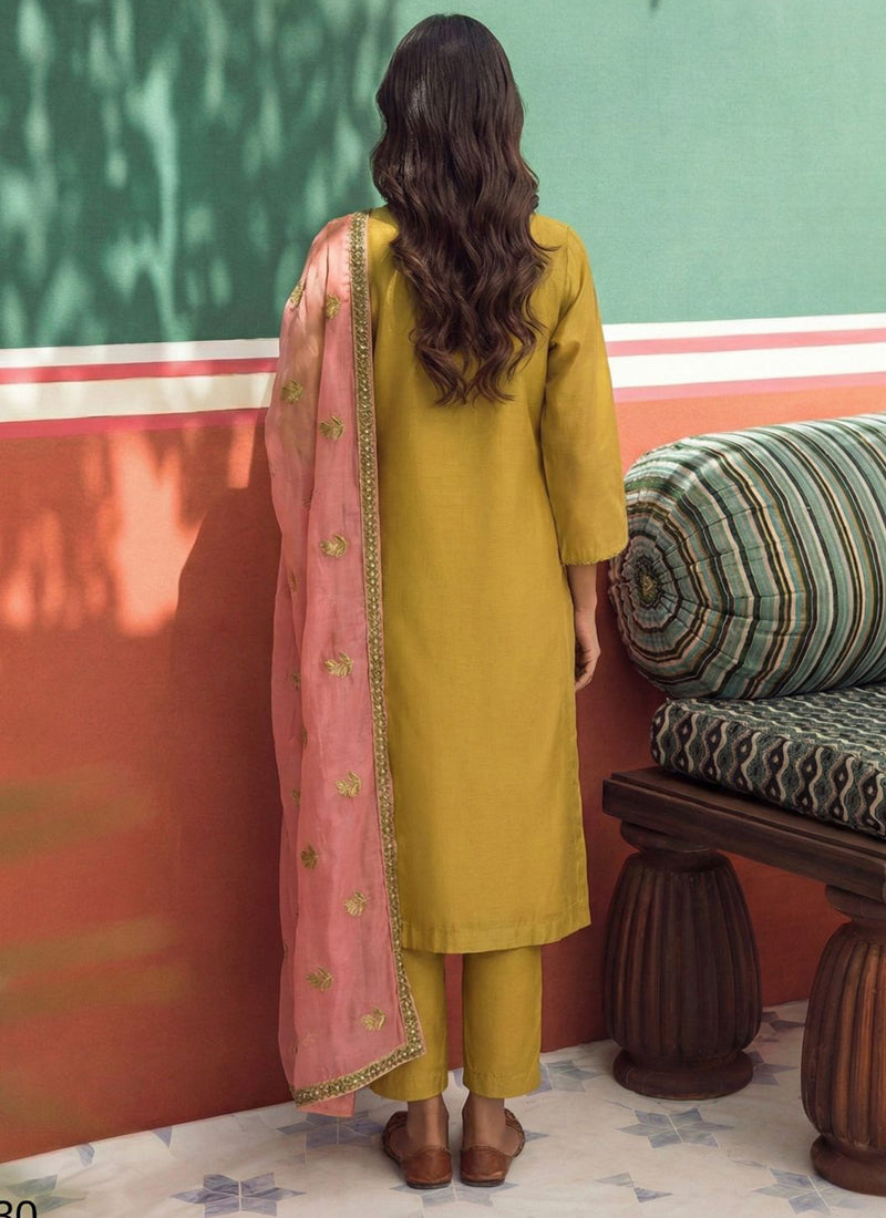 Vegaa Fashion Yellow Organza Fancy Zari Party Wear Suit  Grab2Buy Vegaa Fashion Grab2Buy