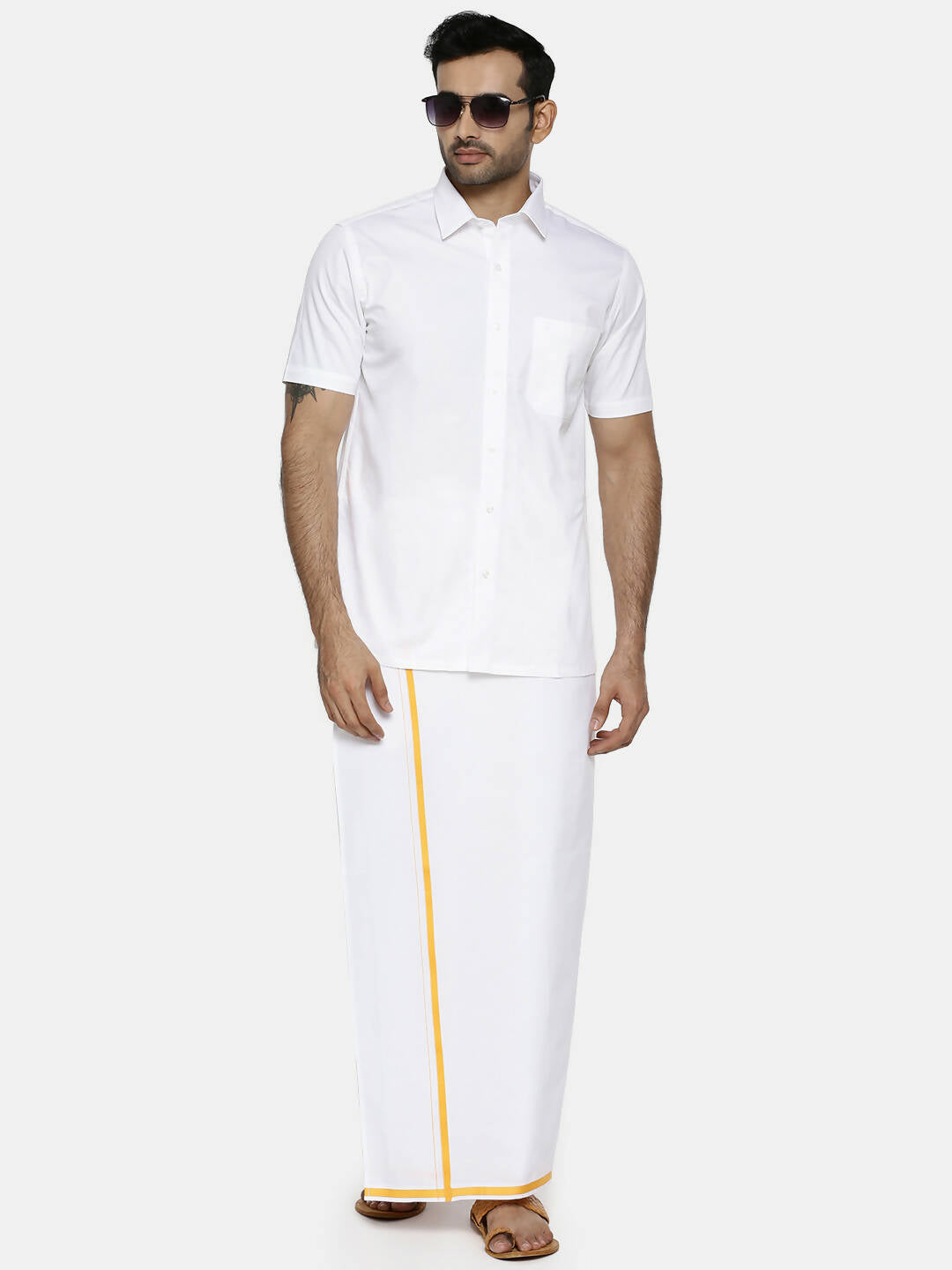 Ramraj Cotton Linen Mens Half Sleeve White Shirt Plus Size - Cotton Linen 