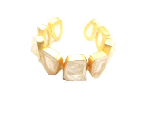 Bling Accessories Ivory / Gold Natural Stone Rough Bracelet - Grab2buy