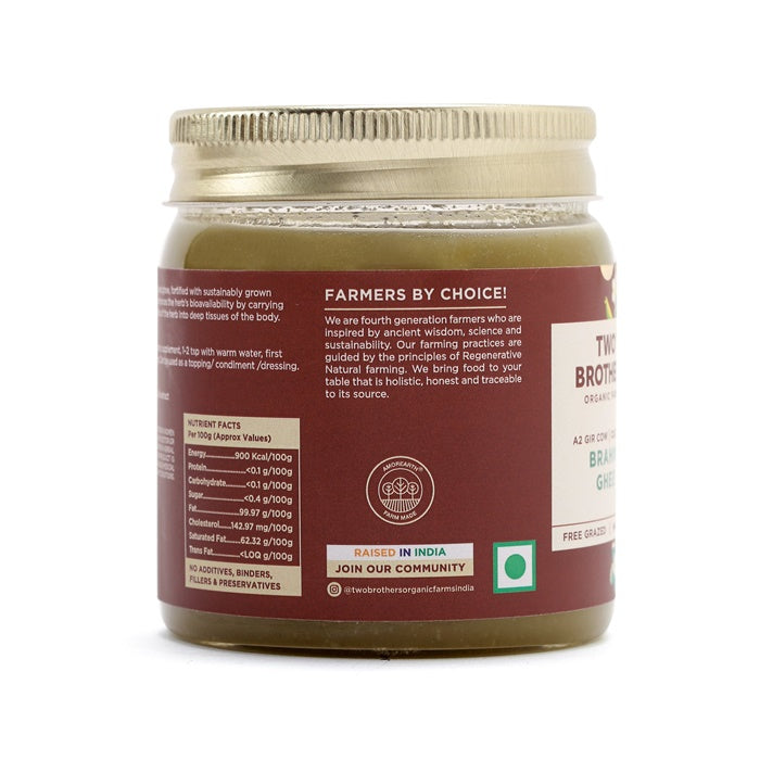 Two Brothers Organic Farms Brahmi Ghee | A2 Gir Cow Ghee (Brahmi) | Cultured Cow Desi Ghee | Curd-Churned Bilona Ghee | Pure, Natural, And Healthy 