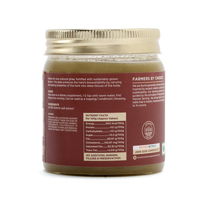 Two Brothers Organic Farms Brahmi Ghee | A2 Gir Cow Ghee (Brahmi) | Cultured Cow Desi Ghee | Curd-Churned Bilona Ghee | Pure, Natural, And Healthy 