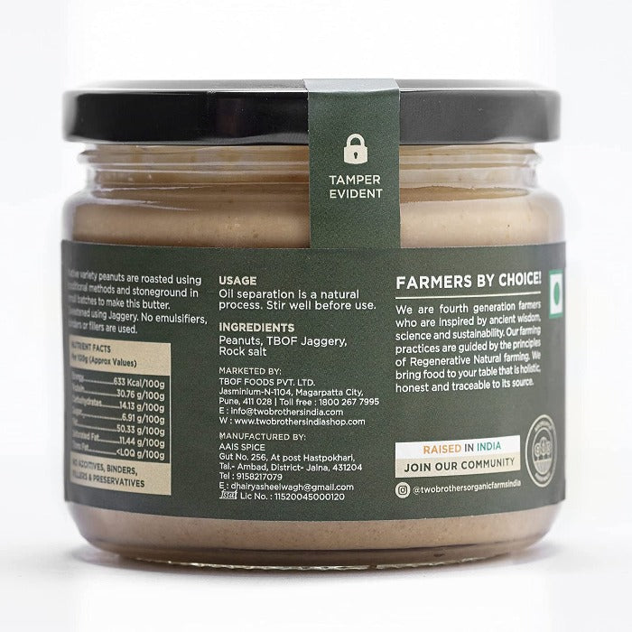 Two Brothers Organic Farms Jaggery Peanut Butter & Plain Peanut Butter-Creamy 