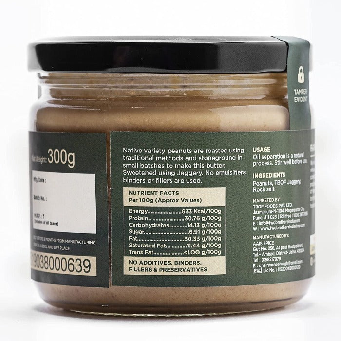 Two Brothers Organic Farms Jaggery Peanut Butter & Plain Peanut Butter-Creamy 