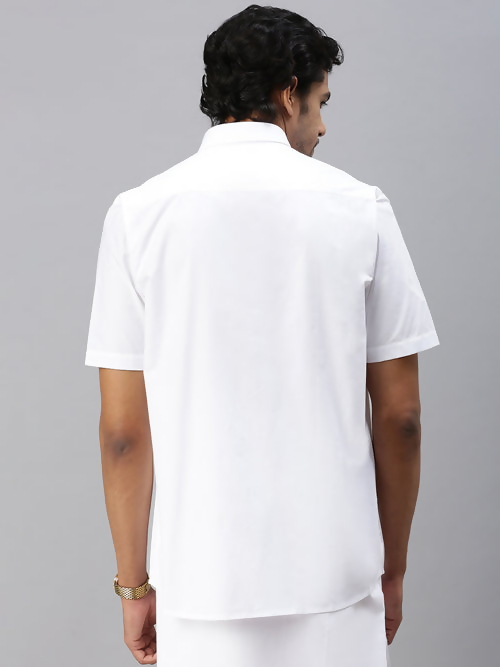 Ramraj Cotton Mens Half Sleeve White Shirt Plus Size - Breeze Cotton 