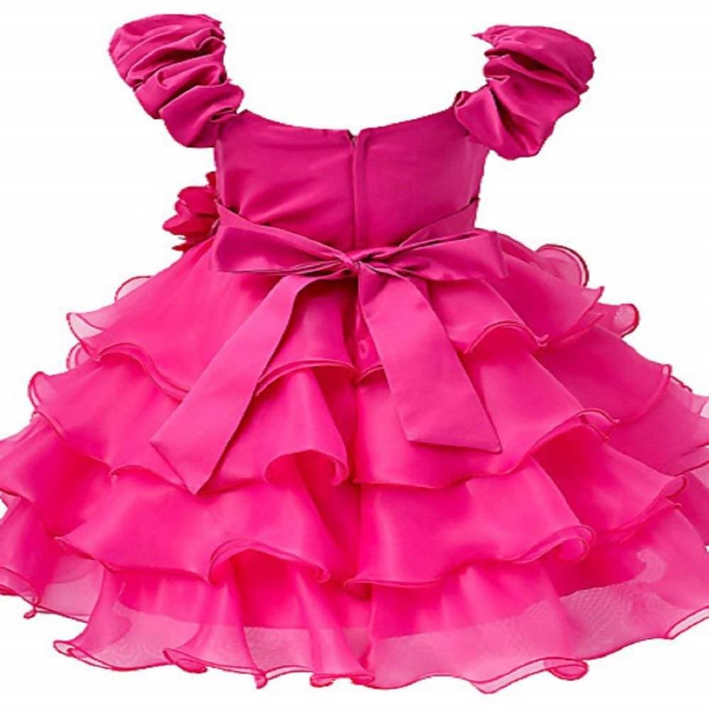 Asmaani Baby Girl's Pink Color Satin Knee Length Frock (AS-dress_22084 ) - Grab2buy