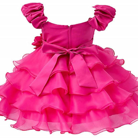 Asmaani Baby Girl's Pink Color Satin Knee Length Frock (AS-dress_22084 ) - Grab2buy