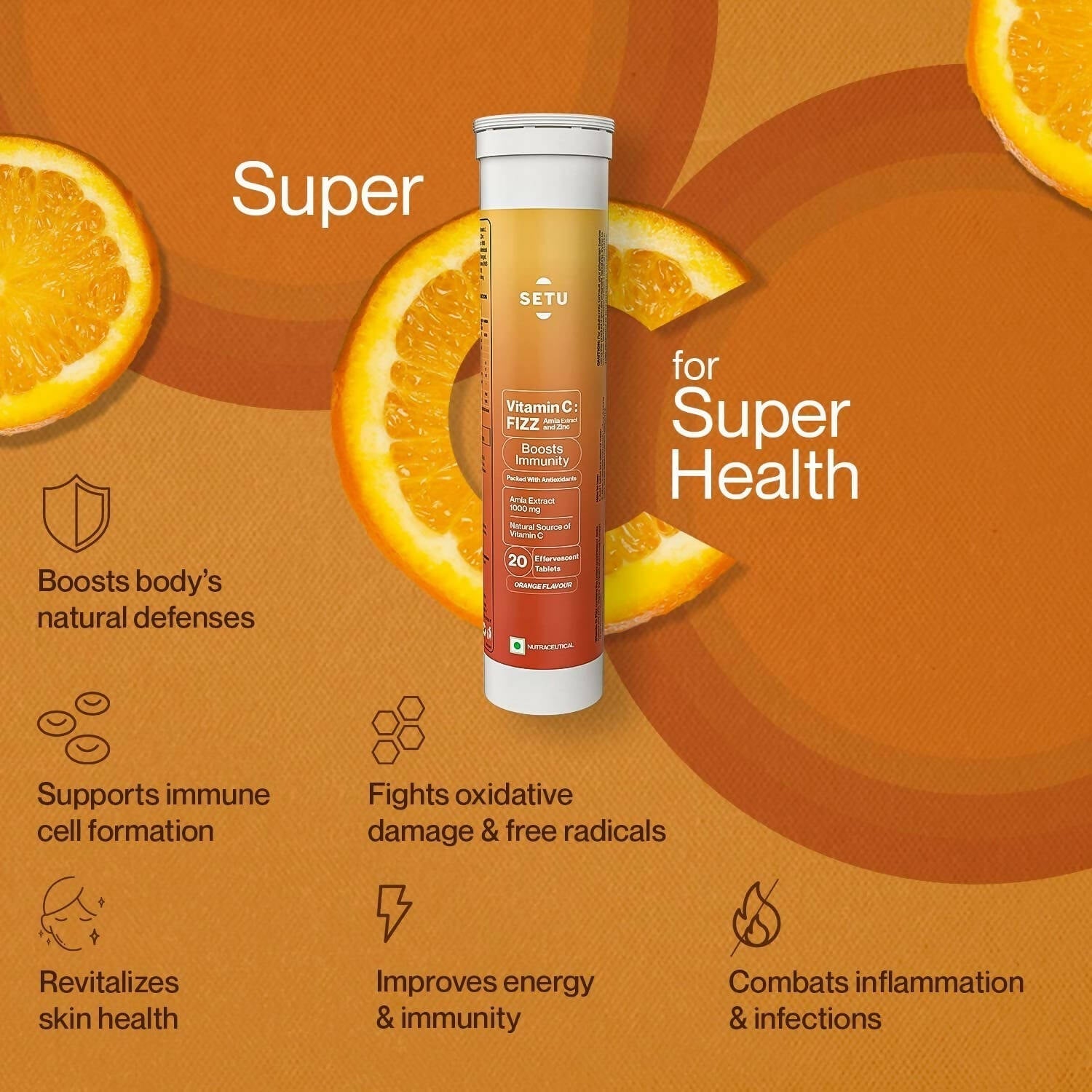 Setu Vitamin C: Fizz - 20 Effervescent Tablets 