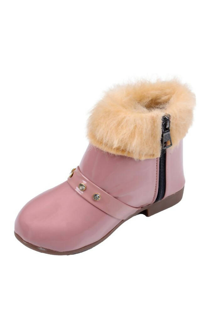 Tiny Bugs Girls Faux Fur Detail Winter Boots - Peach  Grab2Buy Tiny Bugs Grab2Buy